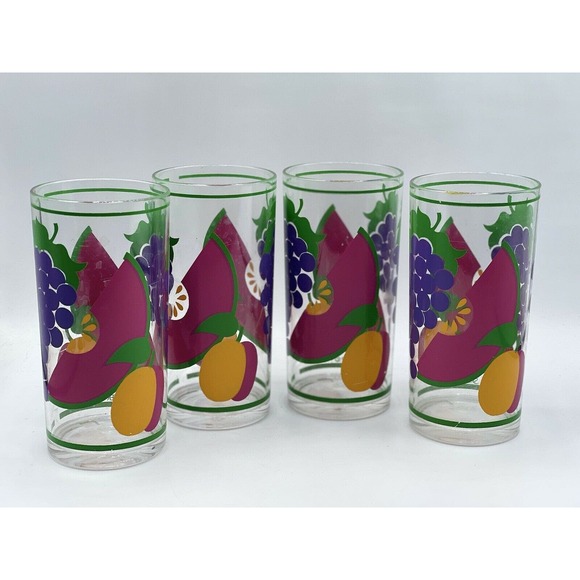 Vintage RARE STOTTER Mid-Century Plastic Fruit Pitcher and 4 Highball Glasses - Picture 3 of 11